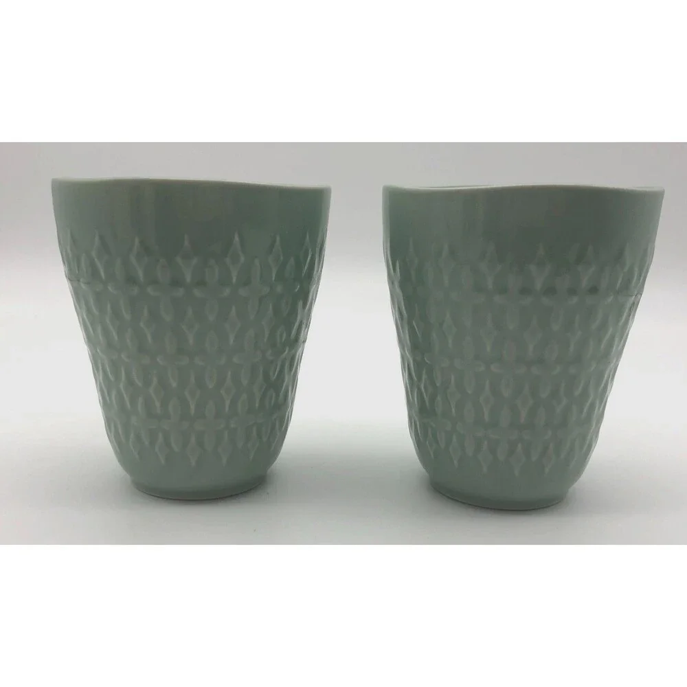 IKEA Sommar Ceramic Tumbler Cup Set of 2 Green Retired